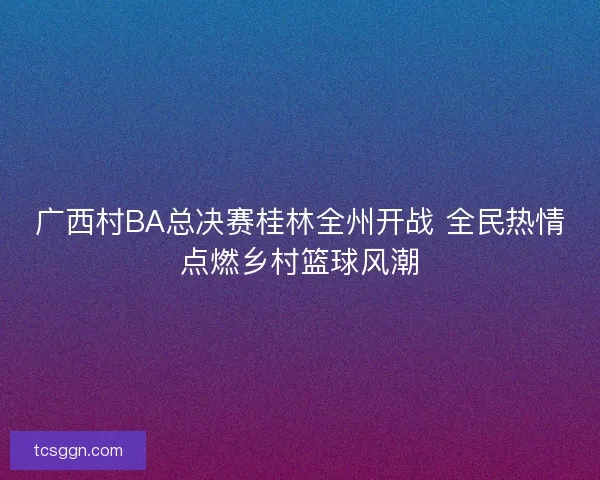 广西村BA总决赛桂林全州开战 全民热情点燃乡村篮球风潮